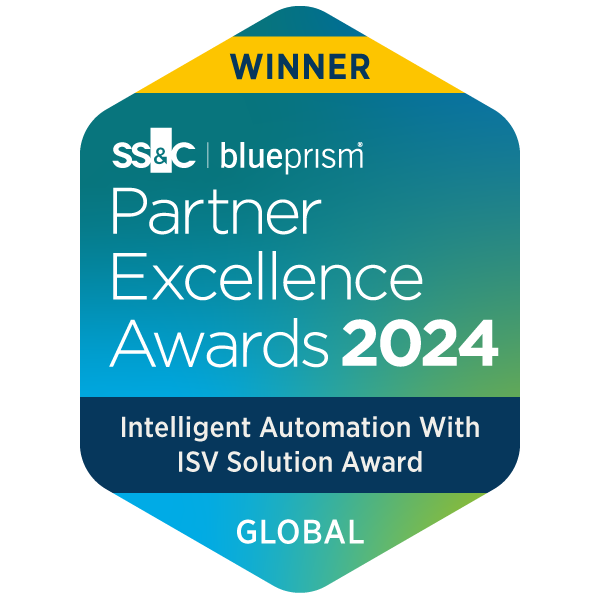 Blueprism Award Intelligent Automation with ISV Solution Global 2024